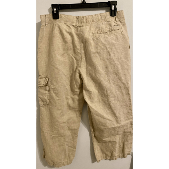 COLUMBIA XCO Pants Women's 10 Cargo Cropped Capri Hiking Linen Blend Beige N652 - Picture 6 of 9